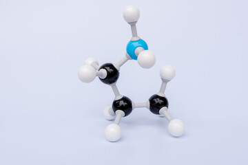 Propanamine  molecular structure isolated on white background. Chemical formula is C3H7NH2, Chemistry molecule model for education on white background