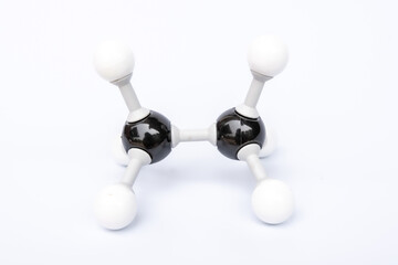 Ethane molecular structure isolated on white background. Chemical formula is C2H6 Chemistry molecule model for education on white background