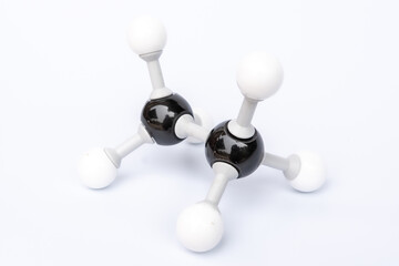 Ethane molecular structure isolated on white background. Chemical formula is C2H6 Chemistry...