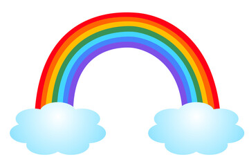 Rainbow and Clouds with Transparent Background Illustration Vector Cartoon Education School Kids Children Weather Spectrum Summer Spring Sunny Day Element Decoration Design Concept