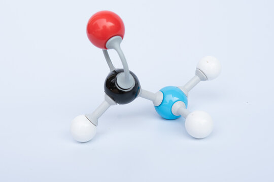 Mathanamide molecular structure isolated on white background. Chemical formula is HCONH2, Chemistry molecule model for education on white background