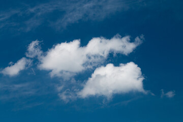 Big white clouds against the blue sky.