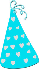 3d party hat with heart