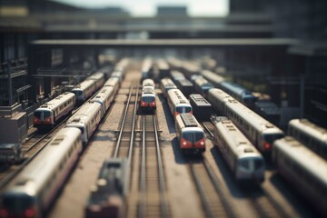 Commuter Train - Tilt Shift Focus - Generative Ai