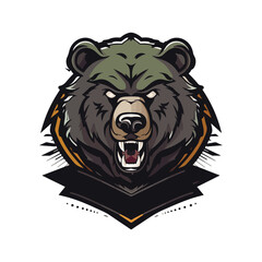 Modern professional grizzly bear emblem logo for a sport team