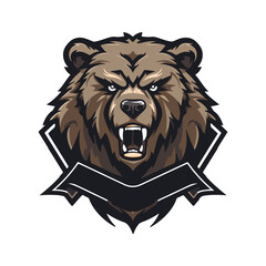 Modern professional grizzly bear emblem logo for a sport team