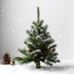 Fototapeta na wymiar A christmas tree in a snowy surrounding