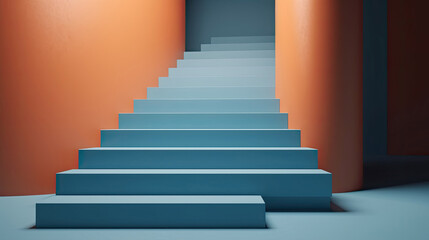 Blue and Orange stairs leading to top step success career