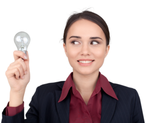 Businesswoman with Bulb - Isolated