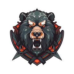 Modern professional grizzly bear emblem logo for a sport team