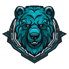 Modern professional grizzly bear emblem logo for a sport team