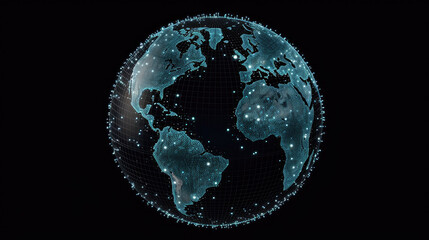 rotating dots stylised world globe earth with Generative AI Technology