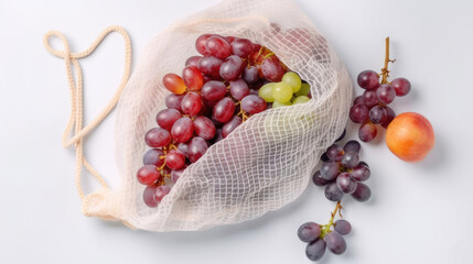 Reusable produce bag with grape textile mesh bag packaging zero waste with Generative AI Technology