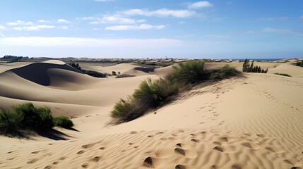 Sand dunes in the desolate hot dry land of desert with Generative AI Technology