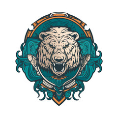Modern professional grizzly bear emblem logo for a sport team