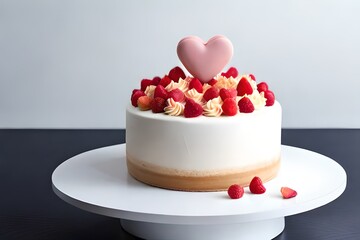 one single pastel cake with a heart