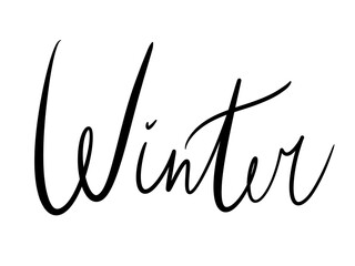 simple design element hand lettering style black letters seasons winter italic for calendar ballet journal sticker