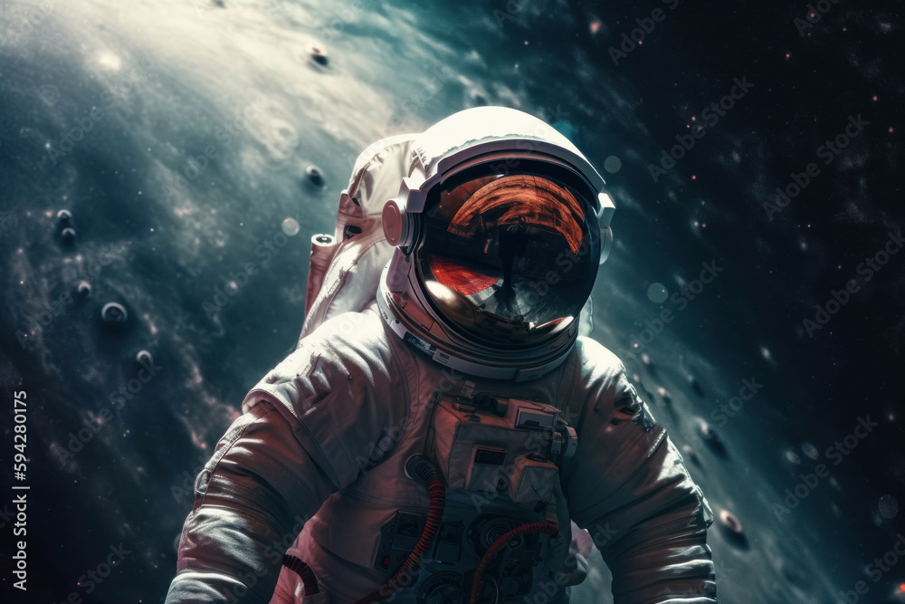 Canvas Prints space suits isolated on space background. ai generated.