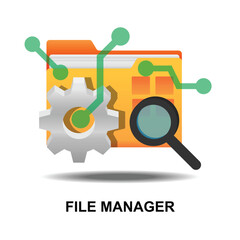 File manager icon. Folder with documents isolated on background vector illustration.