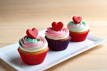 pastel cupcakes with heart sprinkles