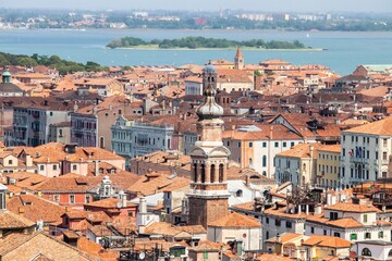 Naklejka na ściany i meble Venezia panorama, italia, distanza, cielo, città