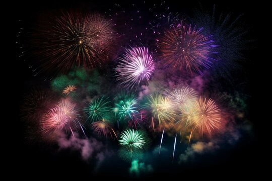 Fireworks Nebulosa Night Party-Festa con Fuochi Pirotecnici. Generative AI