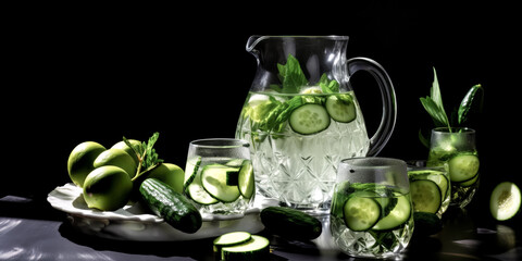 The refreshing effects of an alcoholic cucumber drink were captured in an image - generative ai.