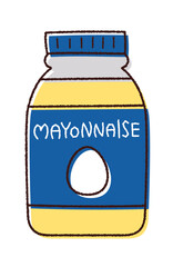 瓶に入ったマヨネーズのベクター線画イラスト