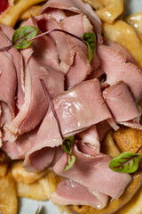 Homemade pancakes with ham