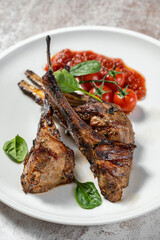 Grilled rack of lamb with vegetables