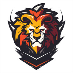 Lion Head Cool Logo Mascot Esports Vector Design Template