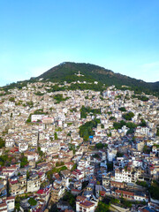 Fototapeta na wymiar Taxco's Stunning Cityscape from Central Mirador: Aerial View