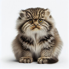 Wild cat with a dense fur and flat face, native to Central Asia