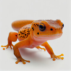 Solo newt on a white surface - obrazy, fototapety, plakaty
