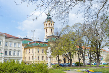 Town hall building stands tall and proud in the heart of Szeged, Hungary - a picturesque cityscape full of history and culture.
