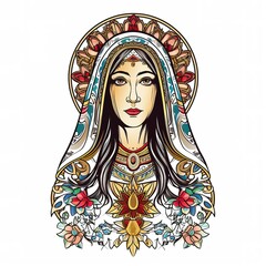Illustration of Mother Mary, generative ai