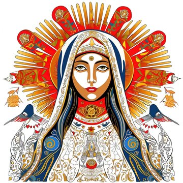 recommend clip art: Illustration of Mother Mary, generative ai
