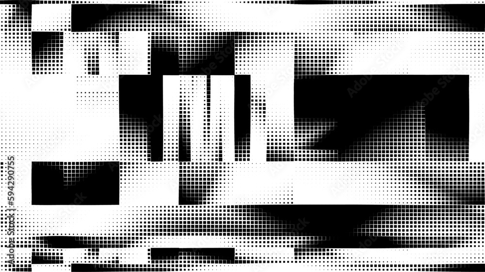 Poster monochrome gradient halftone dots background. vector illustration. small squares