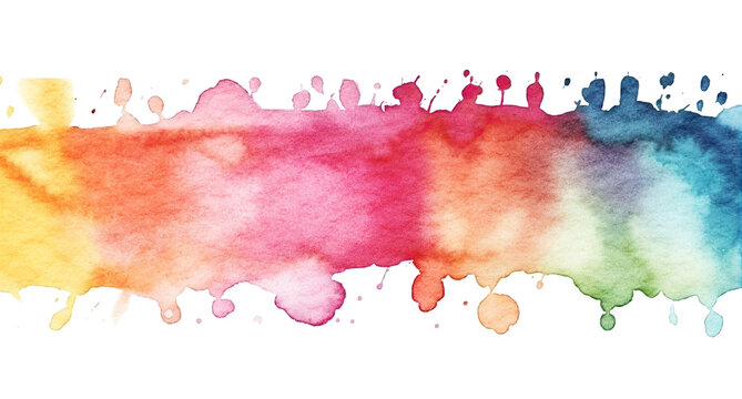 Watercolor paint banner isolated on transparent white background