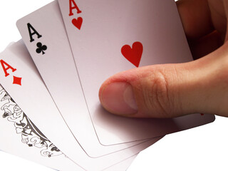 Ace of hearts in hand isolated