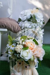 Beautiful flower decoration on a blurred background in the park