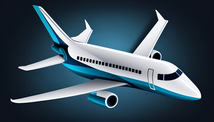 Aeroplane Creative Icon. Airplane in the sky, creative illustration, simple, high quality resolution, 3D.