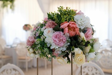 Closeup of a beautiful bouquet. Wedding floral decoration.