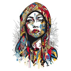 Illustration of a woman face, generative ai