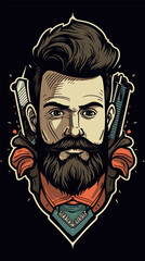 barber shop logo, vintage style, vector illustration