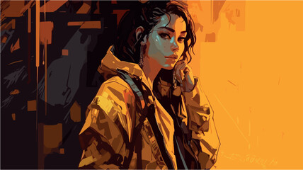 fashion illustration of a woman with a bag