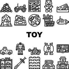 toy baby child kid icons set vector