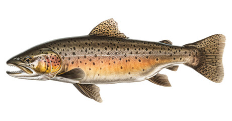 Trout fish in transparent background. Generative AI. - obrazy, fototapety, plakaty