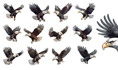 Fototapeta premium eagle in flight white background. Generative ai.