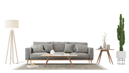 Interior furniture set 3D render. Living room house floor template background mockup design ,...